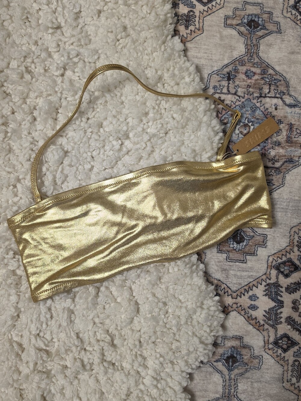 SKIMS Metallic Gold Bandeau Top w/ Strap